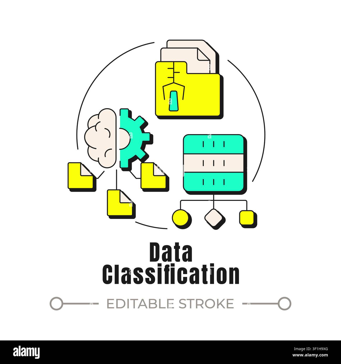 Data classification neubrutalism concept icon Stock Vector