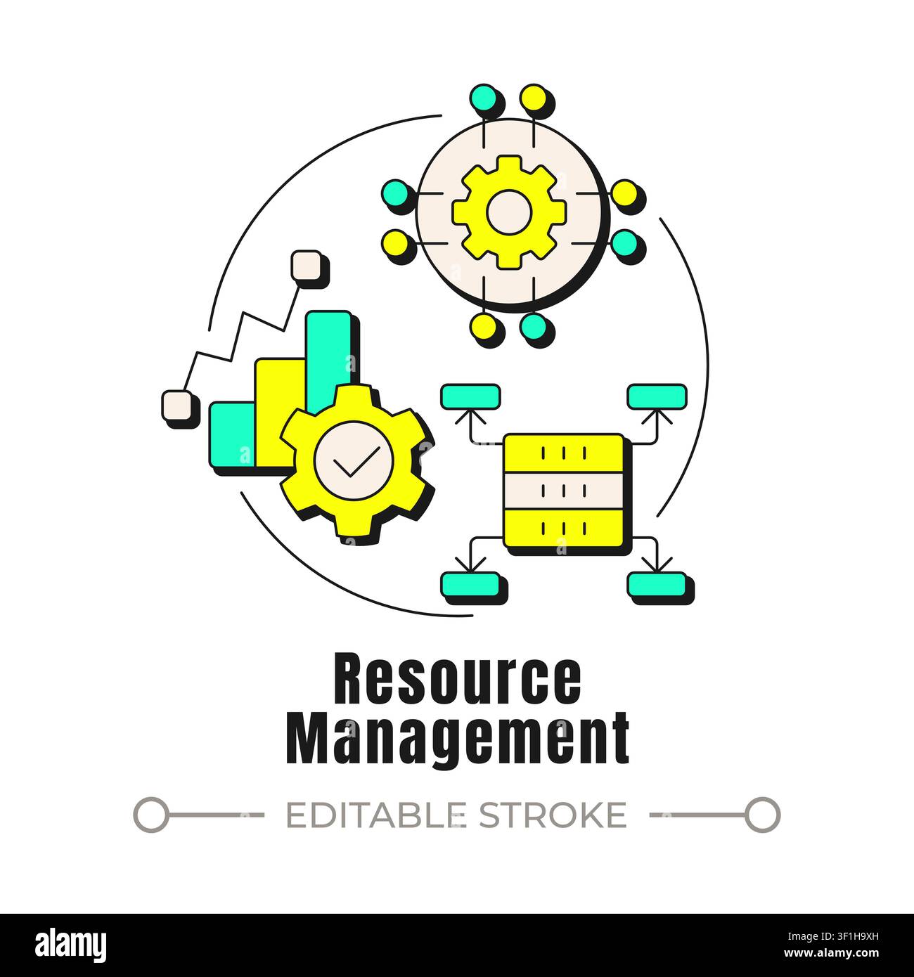Resource management neubrutalism concept icon Stock Vector