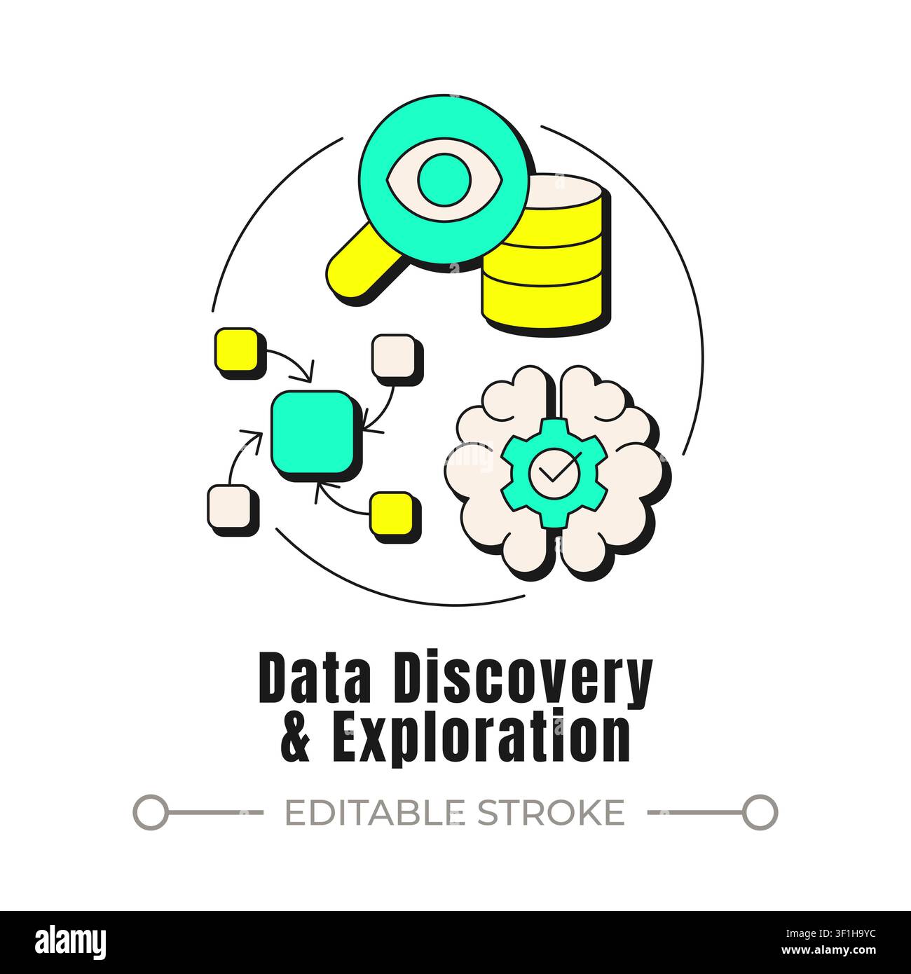 Data discovery and exploration neubrutalism concept icon Stock Vector