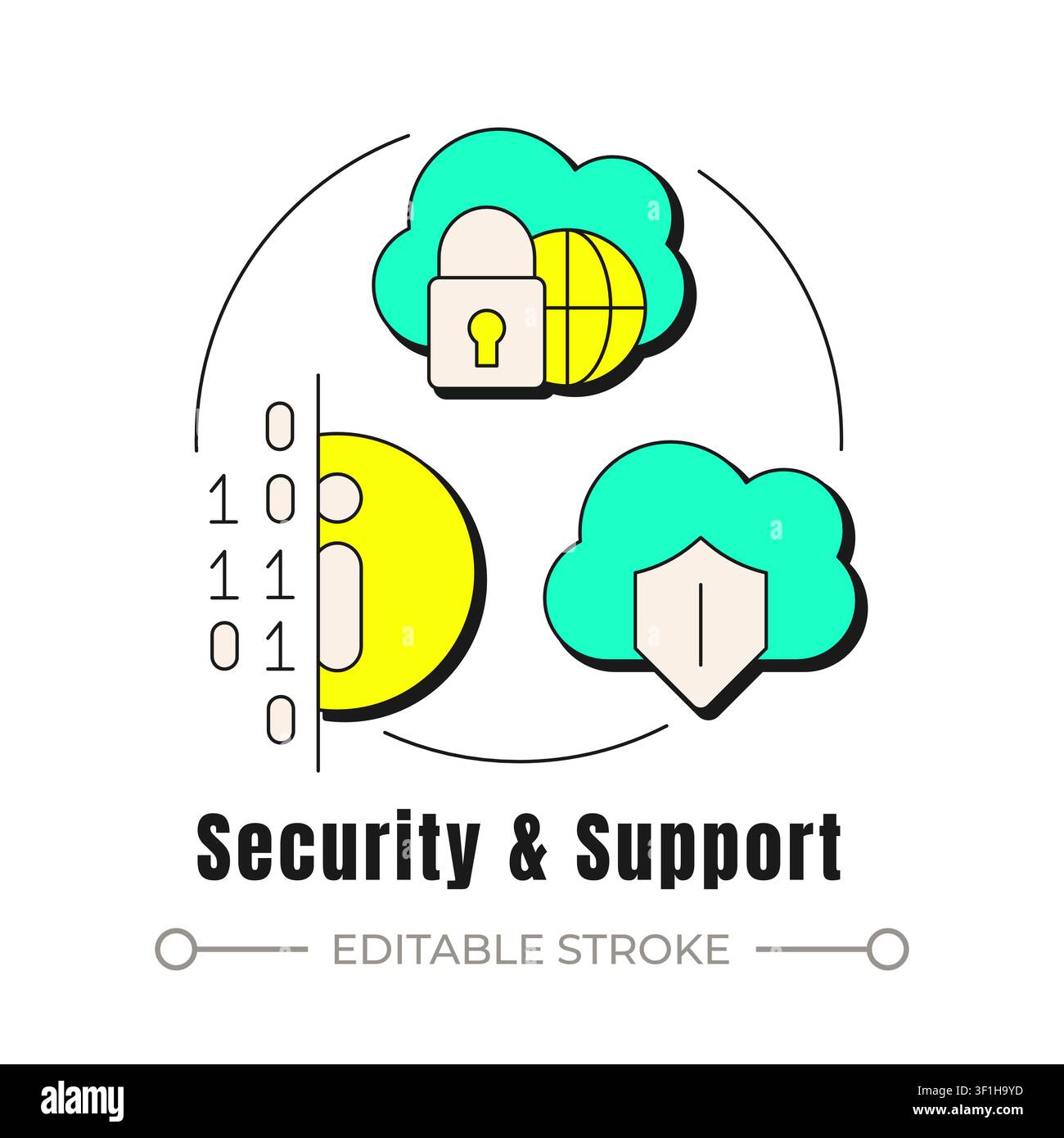 Security and support neubrutalism concept icon Stock Vector