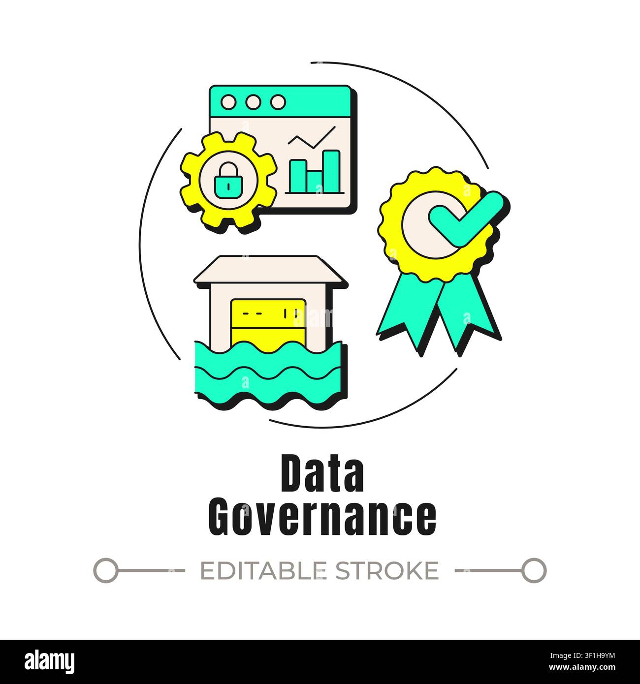 Data governance neubrutalism concept icon Stock Vector