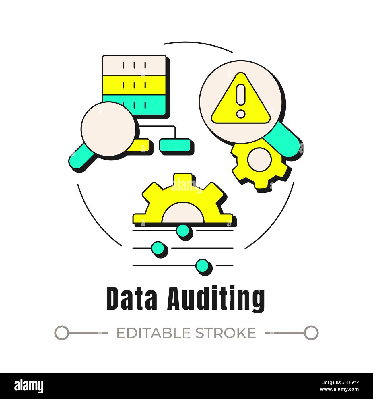 Data auditing neubrutalism concept icon Stock Vector