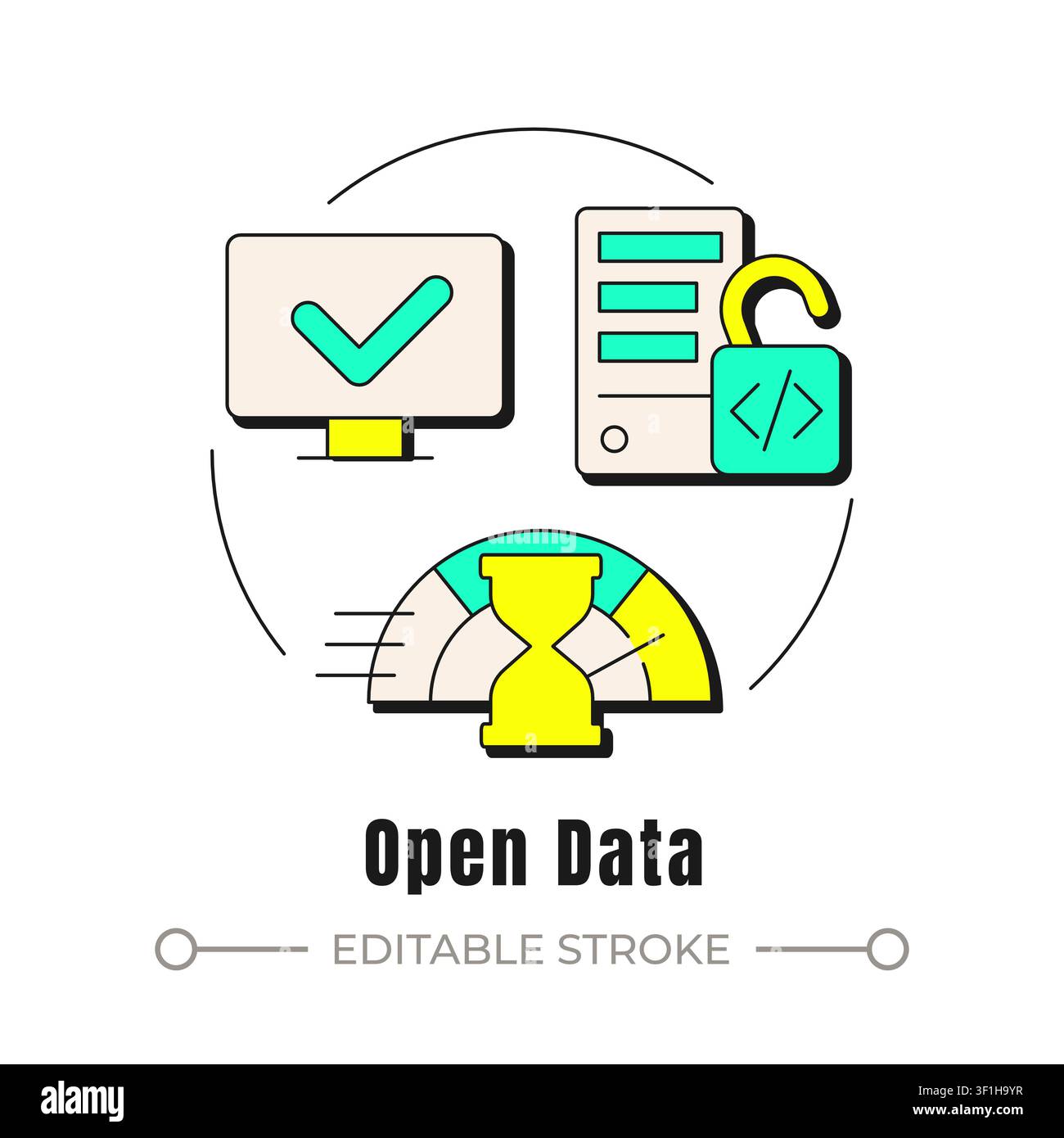 Open data neubrutalism concept icon Stock Vector