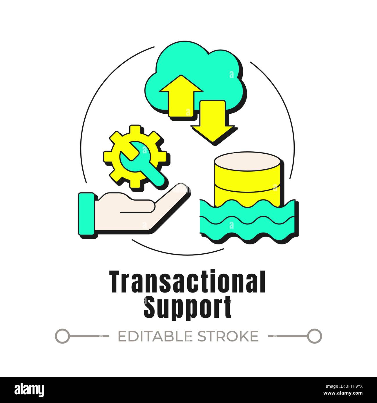 Transactional support neubrutalism concept icon Stock Vector