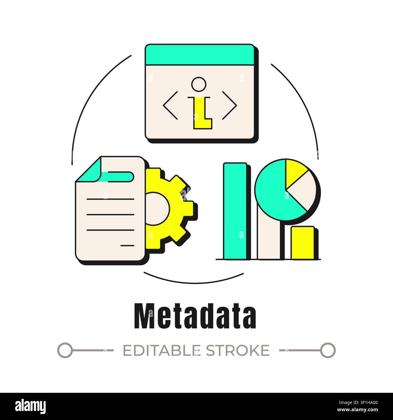 Metadata neubrutalism concept icon Stock Vector