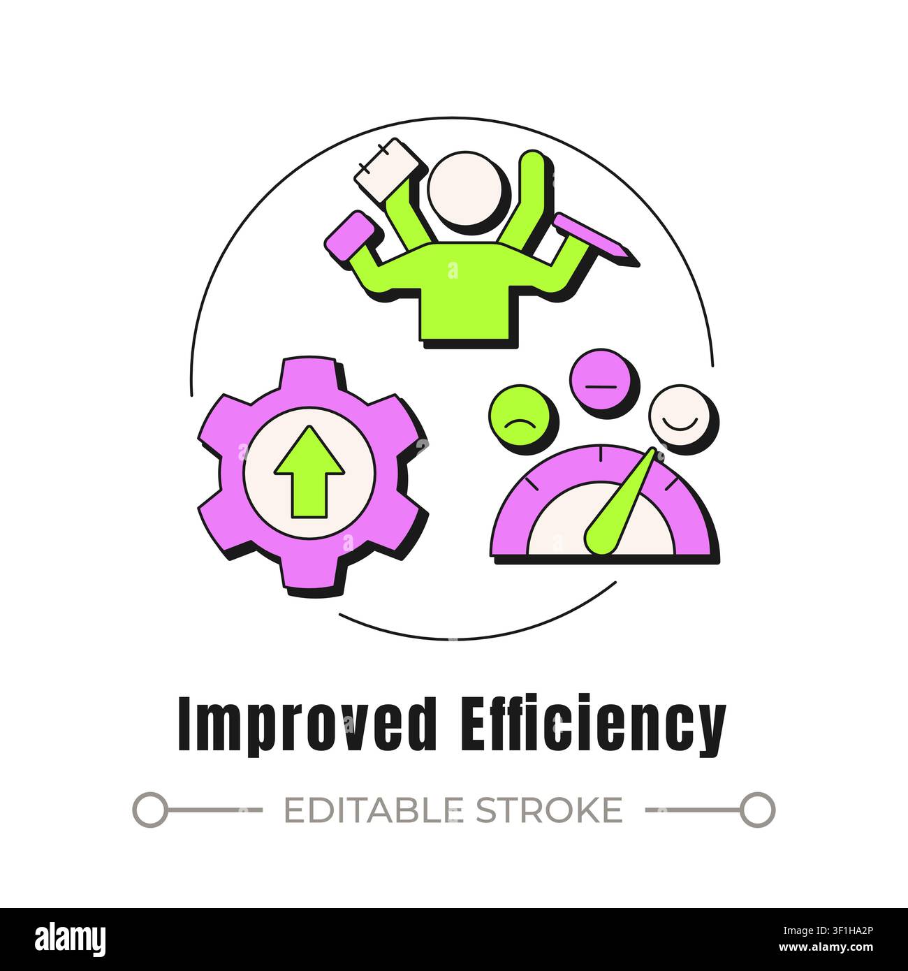 Improved efficiency neubrutalism concept icon Stock Vector