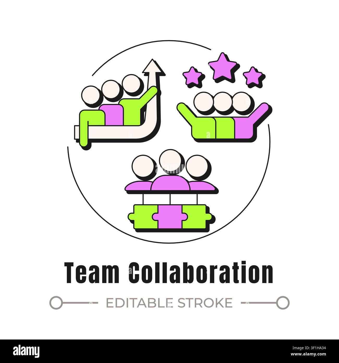 Team collaboration neubrutalism concept icon Stock Vector