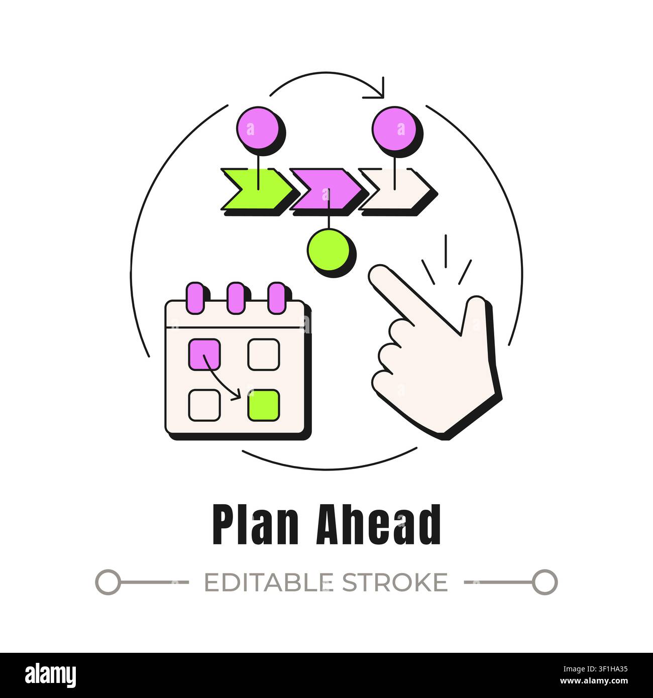 Plan ahead neubrutalism concept icon Stock Vector