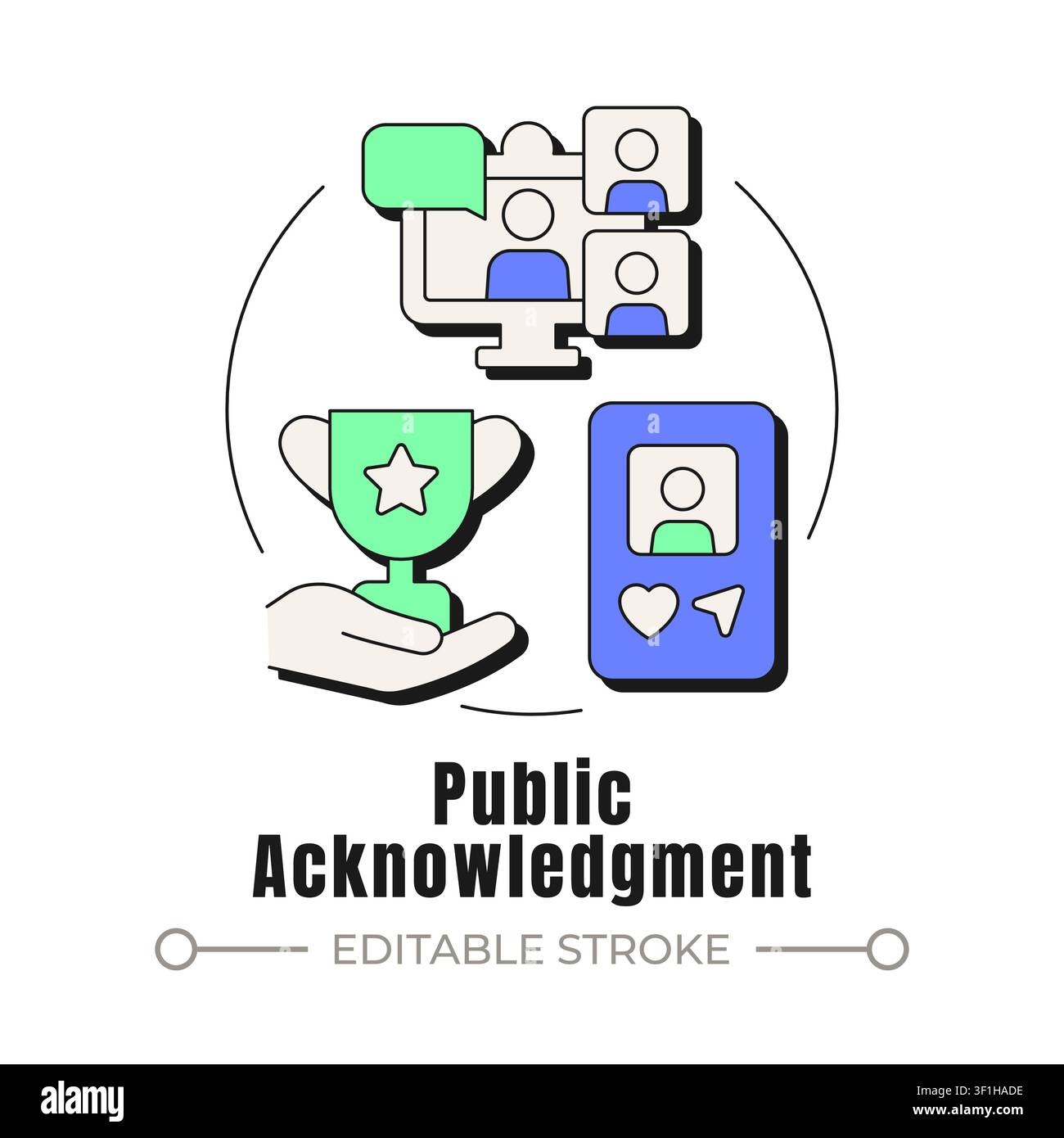 Public acknowledgment neubrutalism concept icon Stock Vector