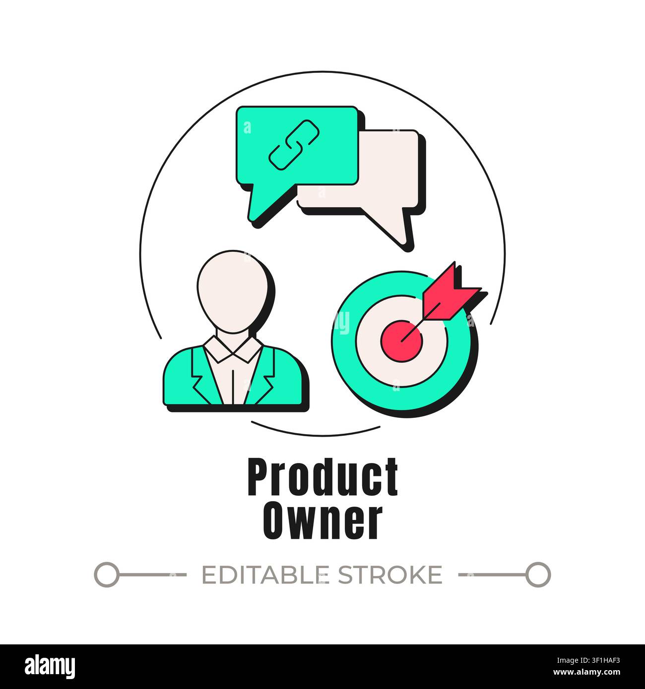 Product owner neubrutalism concept icon Stock Vector