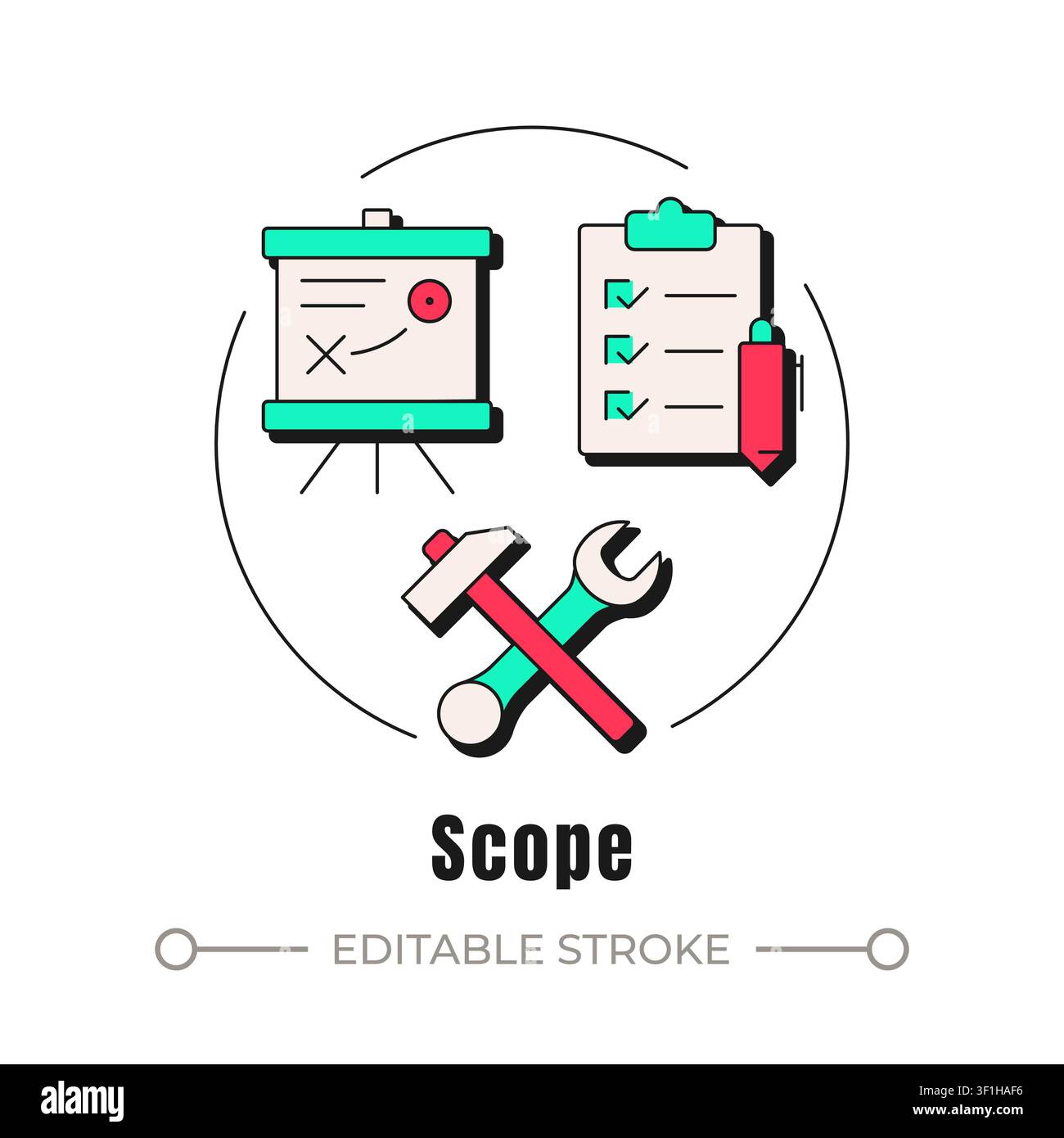 Scope neubrutalism concept icon Stock Vector
