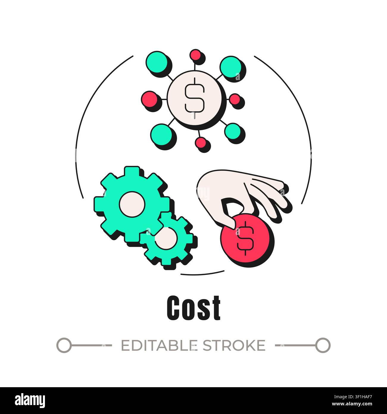 Cost neubrutalism concept icon Stock Vector
