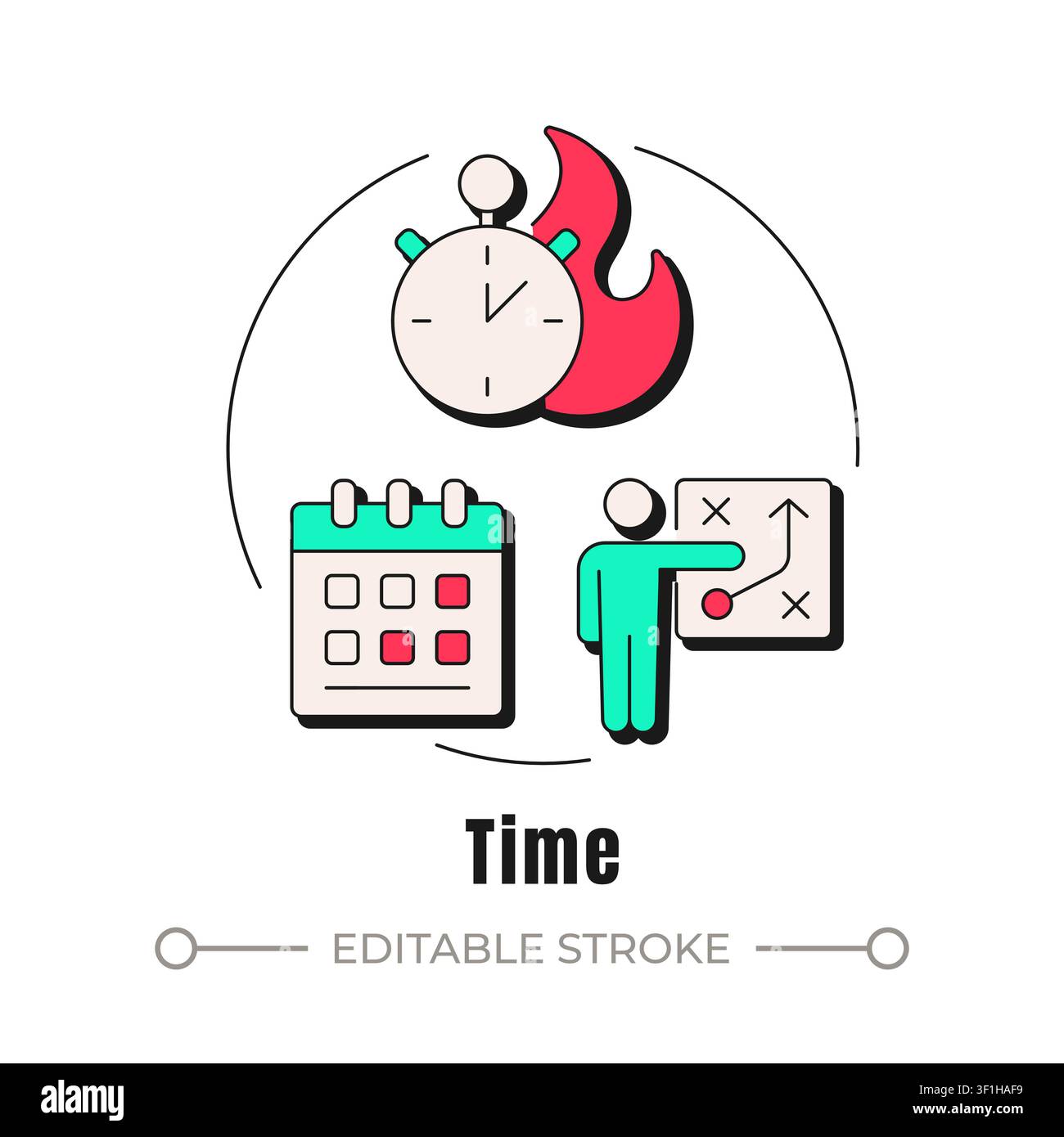 Time neubrutalism concept icon Stock Vector