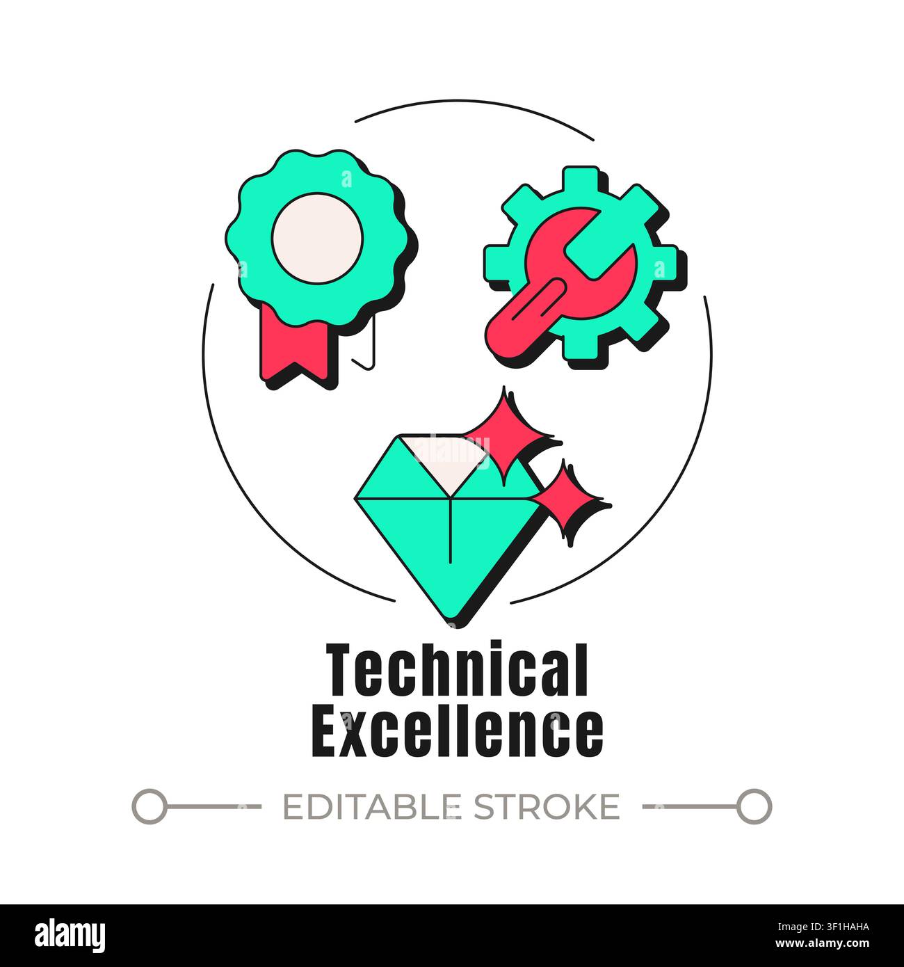 Technical excellence neubrutalism concept icon Stock Vector