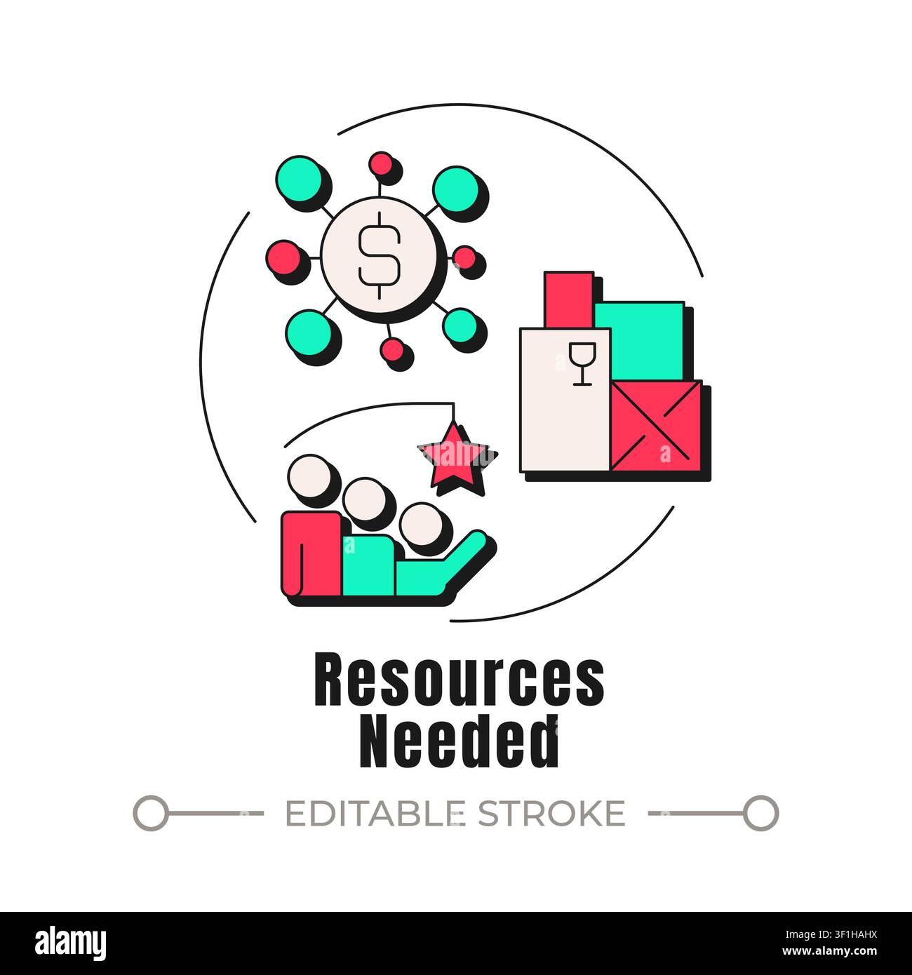 Resources needed neubrutalism concept icon Stock Vector