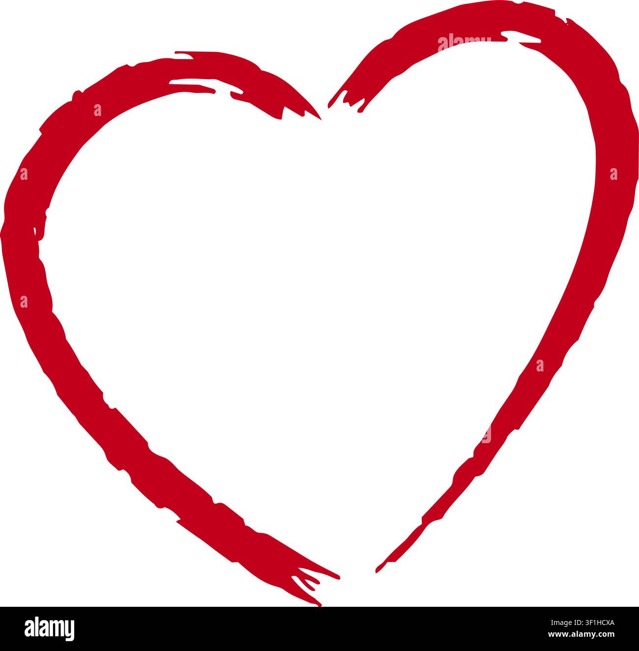 Red hand drawn heart symbol. Brush stroke outline vector illustration icon Stock Vector