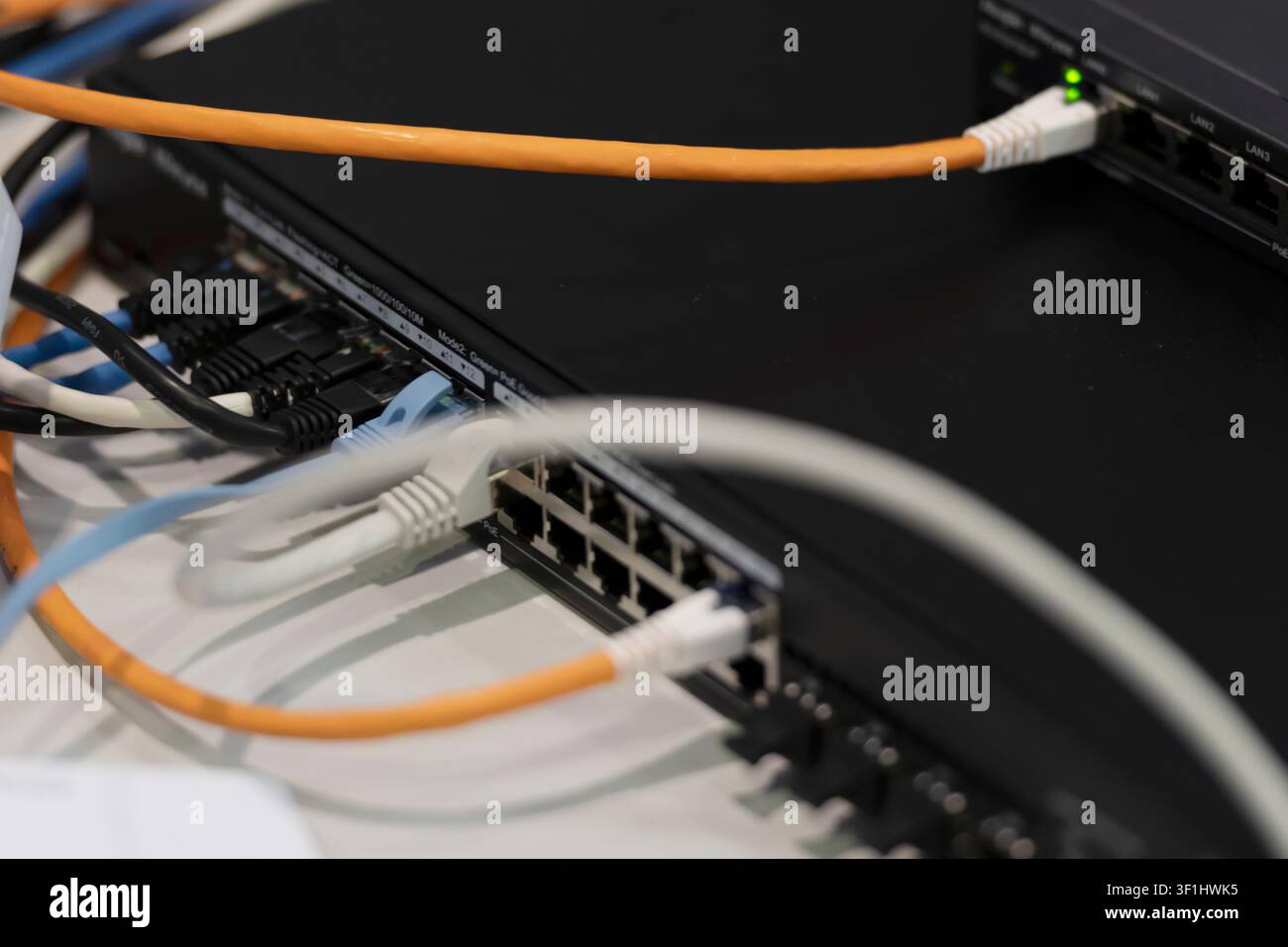 Modern IT infrastructure for business networking, cloud computing, telecommunications and surveillance systems. Stock Photo