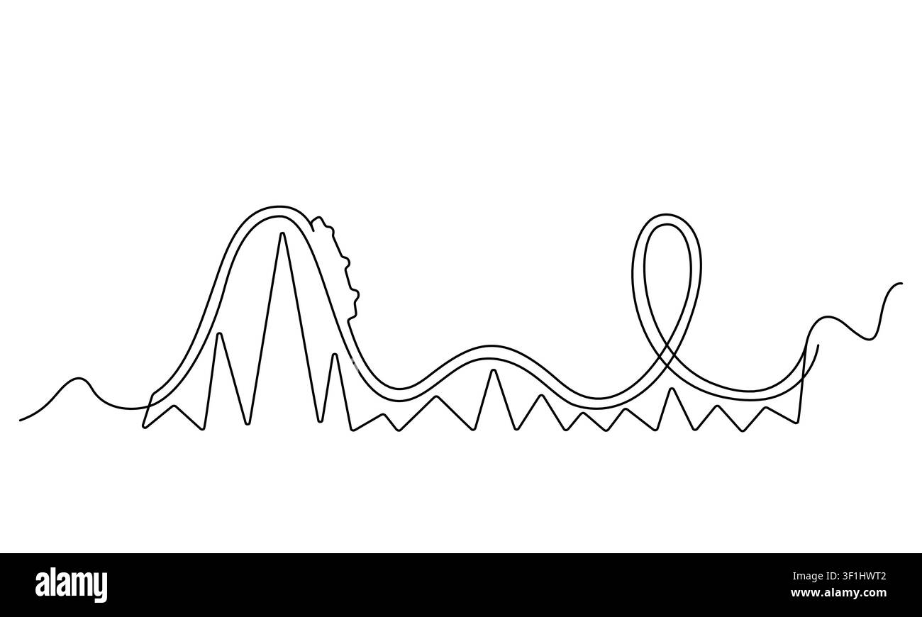 Roller Coaster One Line Illustration Stock Vector