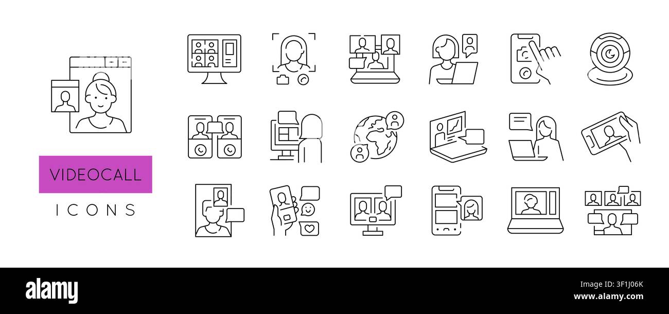 Videocall Icons Set Stock Vector