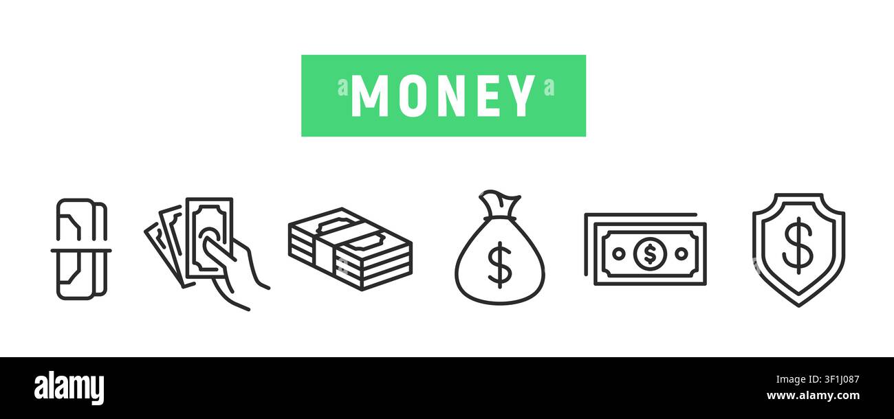 Money Icons Set Stock Vector