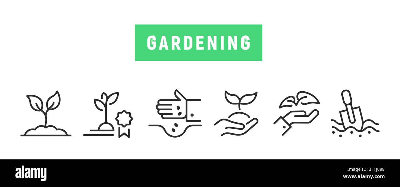 Gardening Icons Set Stock Vector