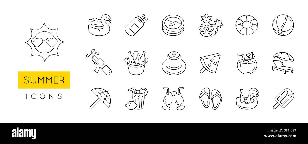 Summer Icons Set Stock Vector