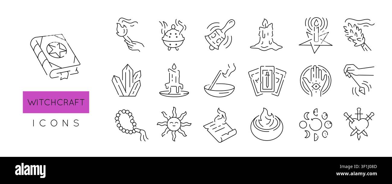 Witchcraft Icons Set Stock Vector