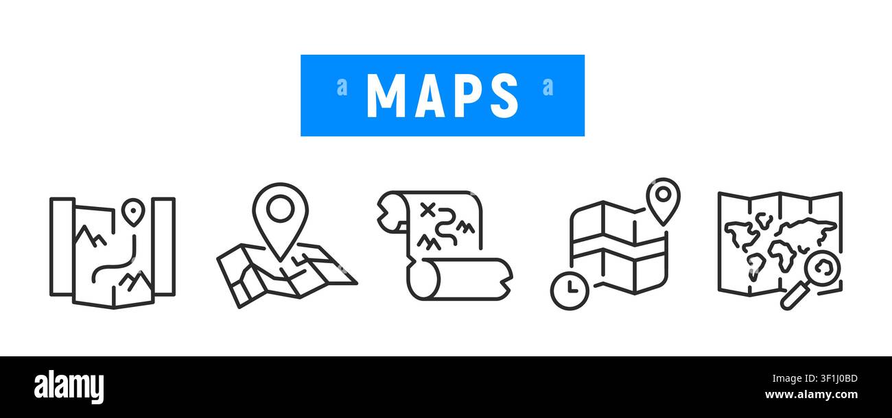 Maps Icons Set Stock Vector