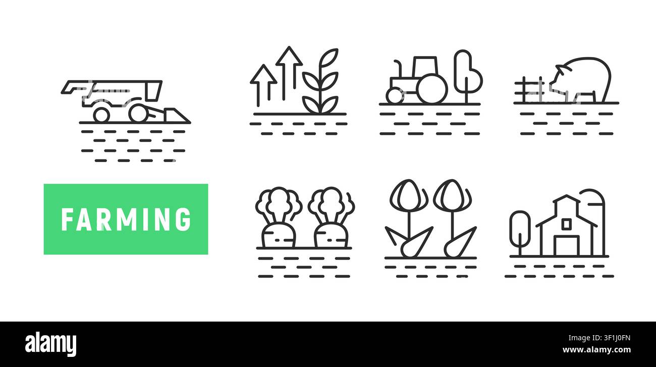 Farming Icons Set Stock Vector