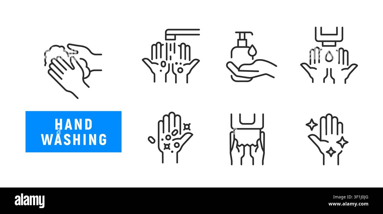 Hand Washing Icons Set Stock Vector