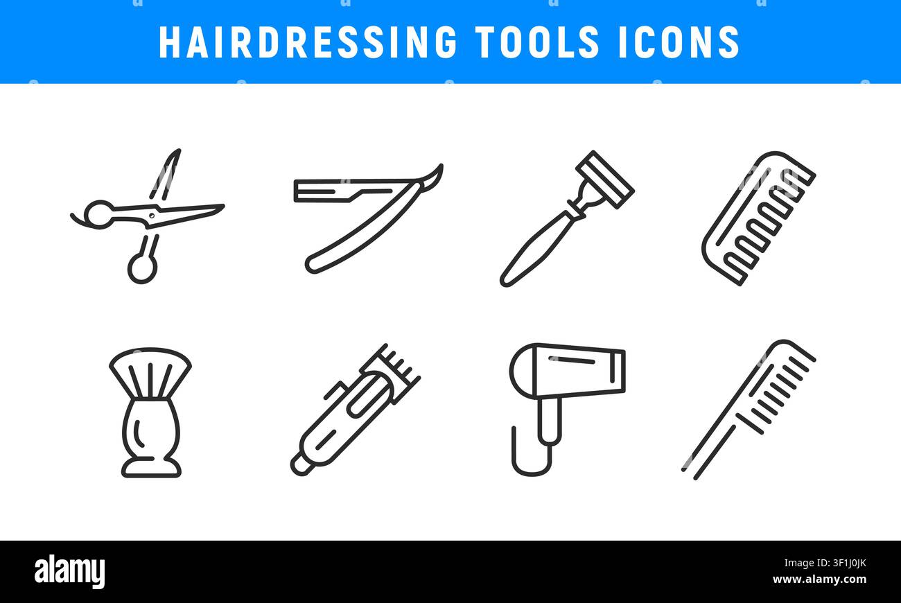 Hairdressing Tools Icons Set Stock Vector