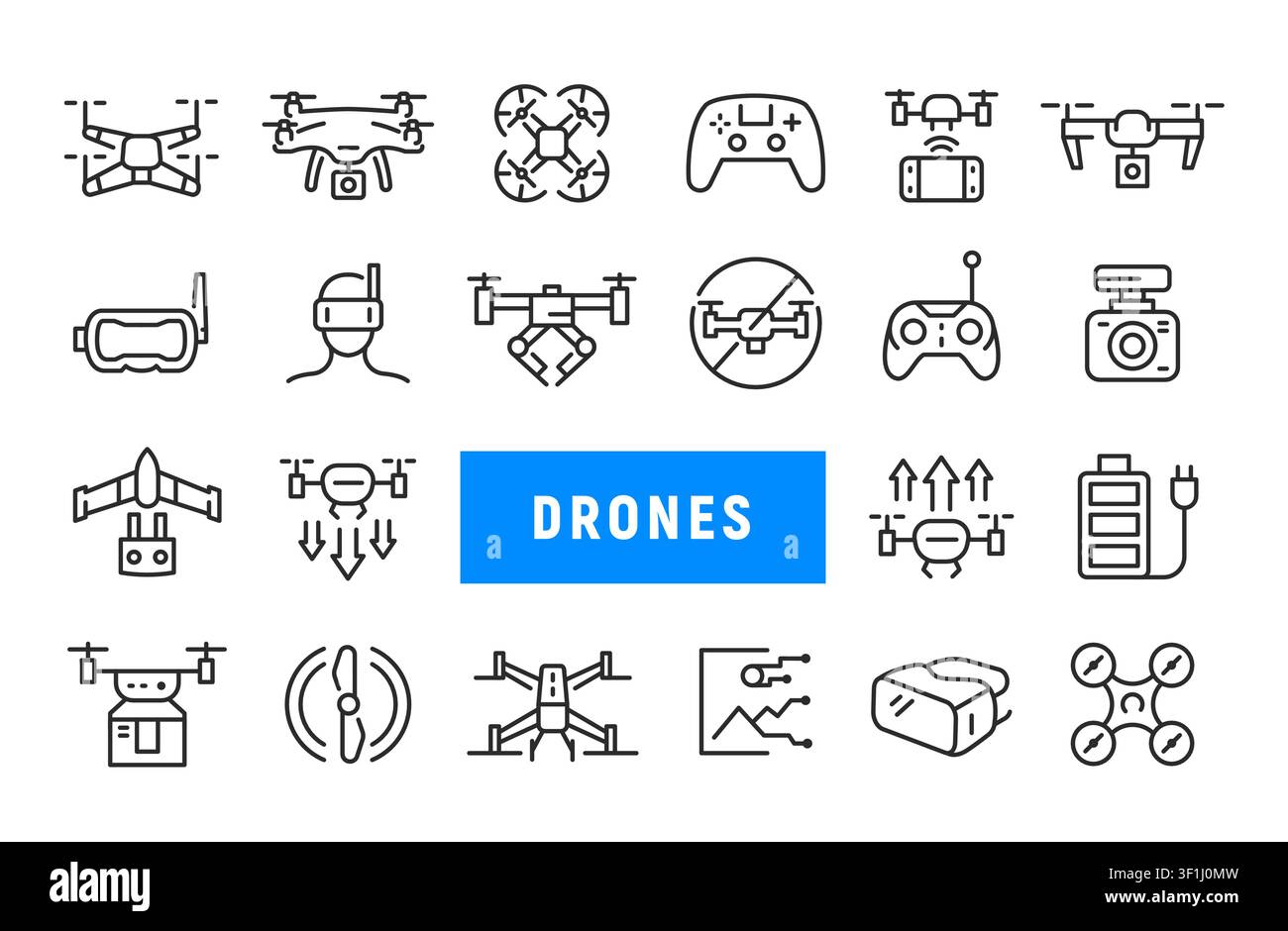 Drones Icons Set Stock Vector