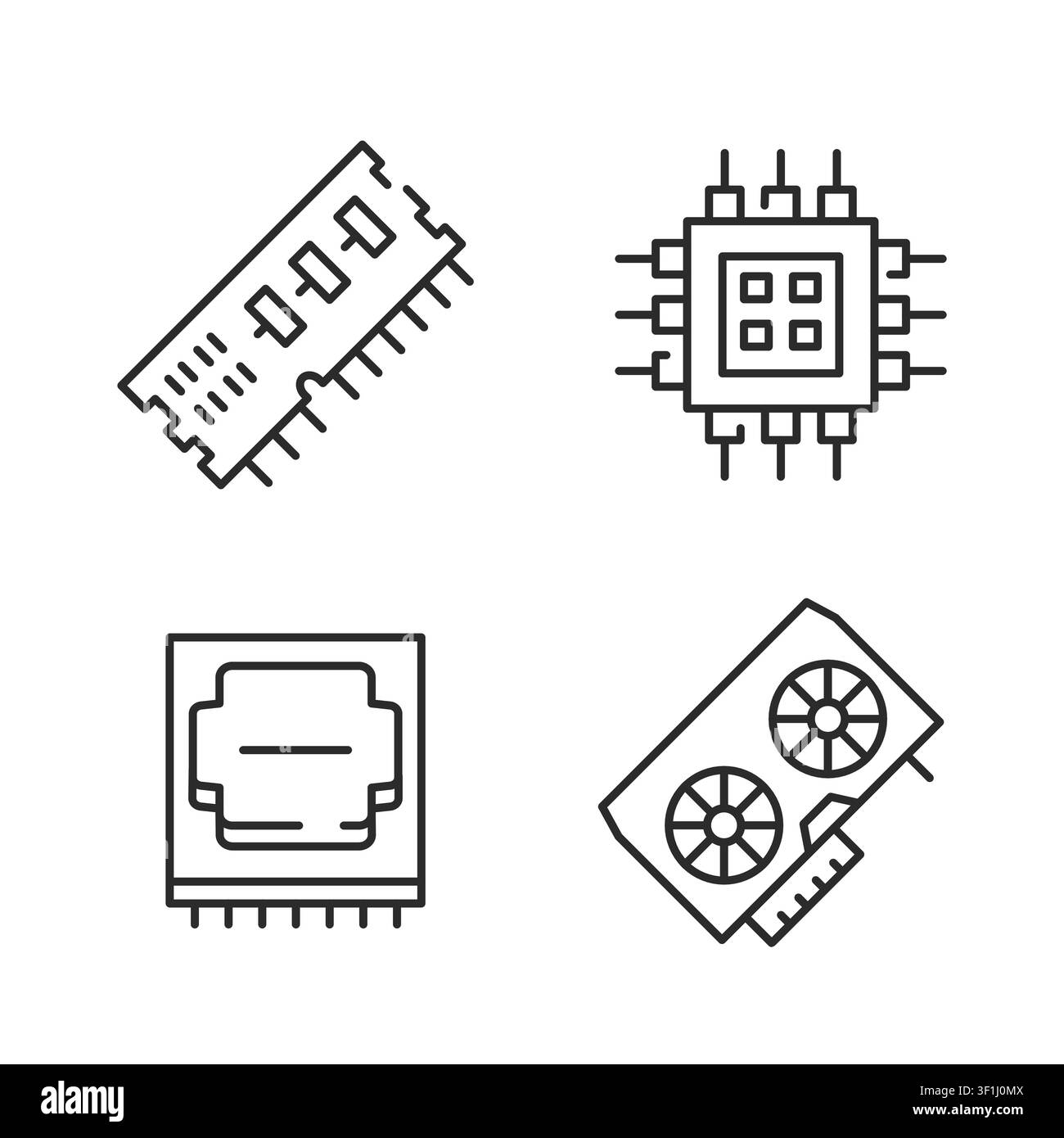 Computer Hardware Icons Set Stock Vector