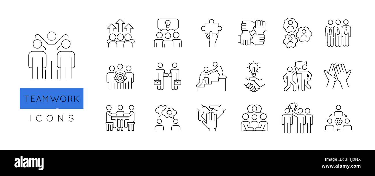 Teamwork Icons Set Stock Vector