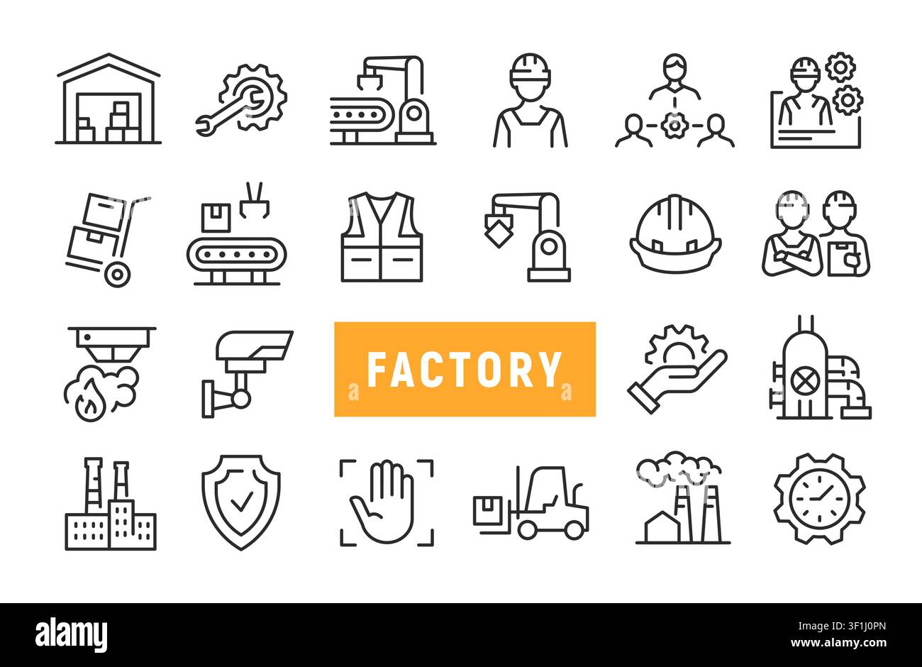 Factory Icons Set Stock Vector