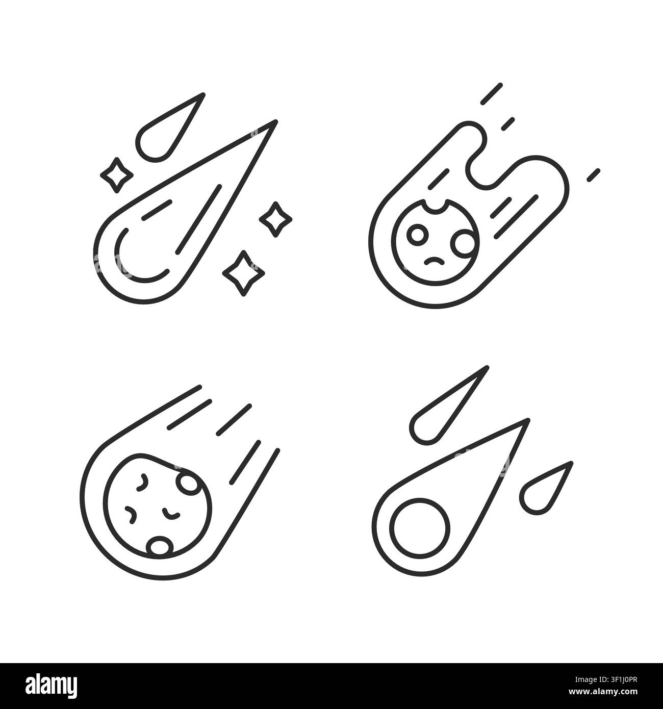 Meteor Icons Set Stock Vector