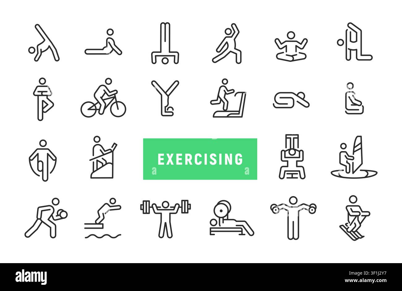 Exercising Icons Set Stock Vector