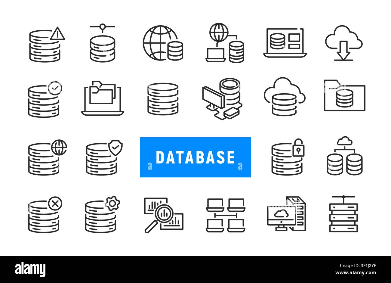 Database Icons Set Stock Vector