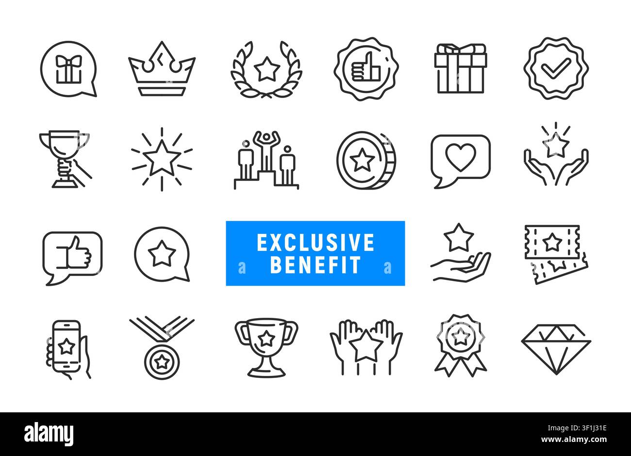 Exclusive Benefit Icons Set Stock Vector