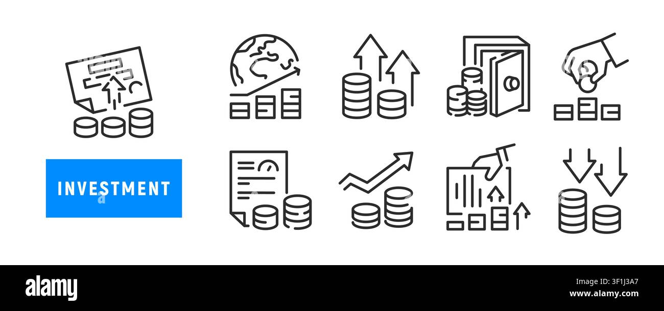 Investment Icons Set Stock Vector