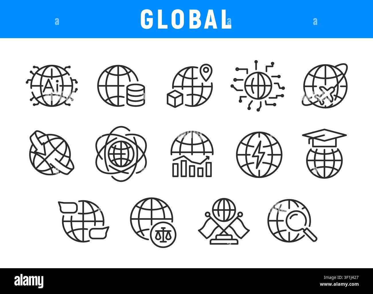Global Icons Set Stock Vector