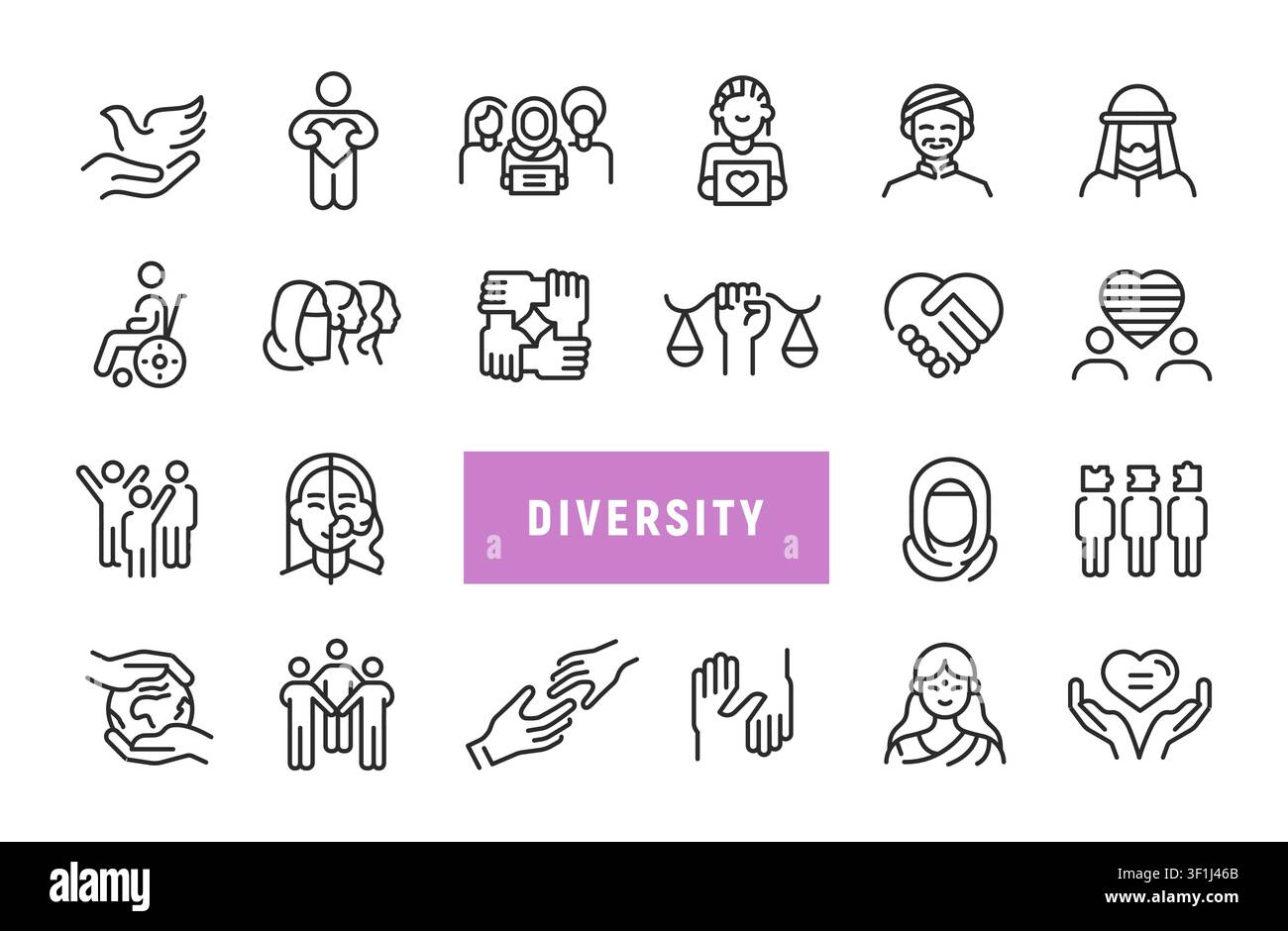 Diversity Icons Set Stock Vector
