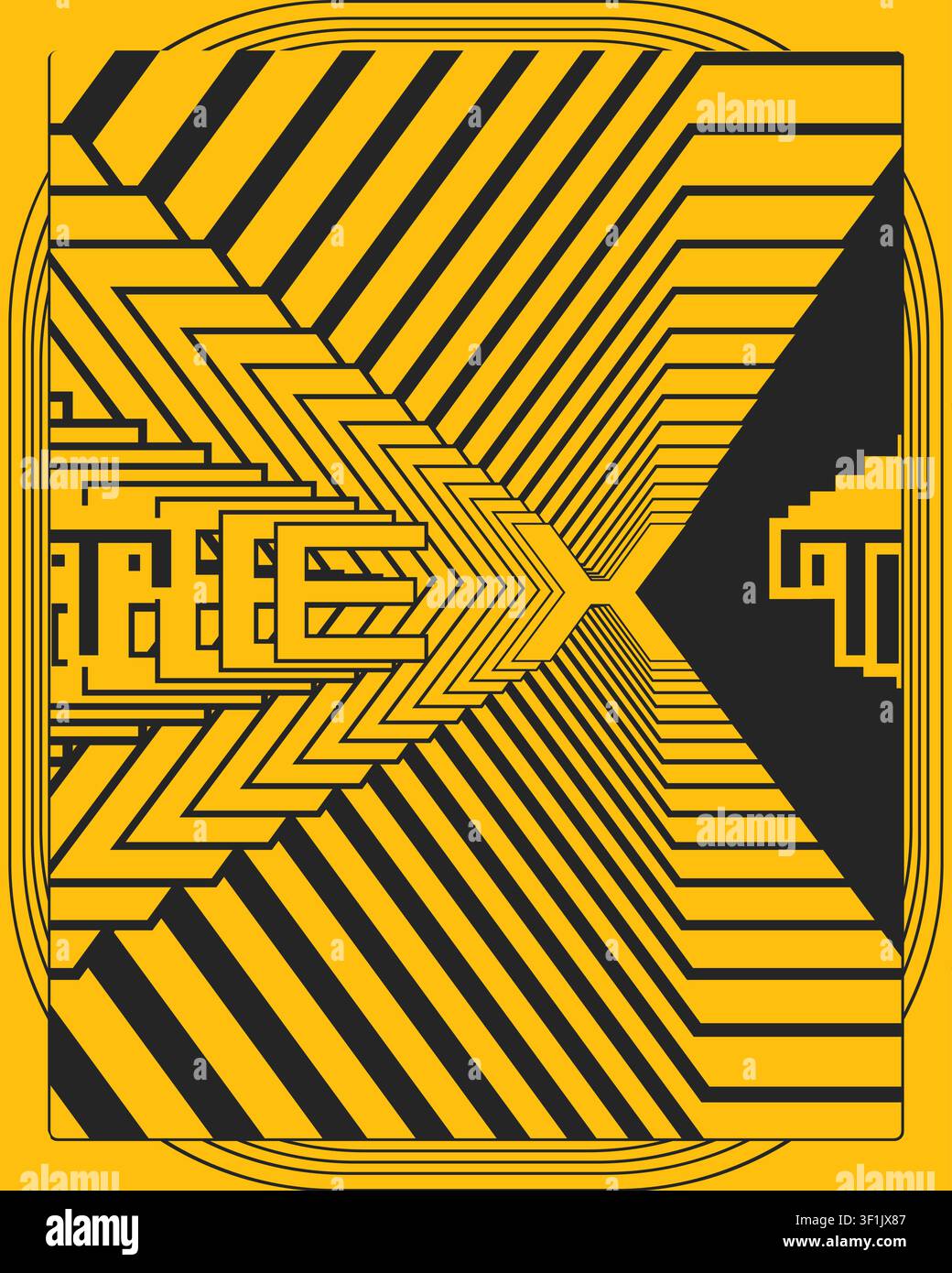 High Contrast Creative Typography Poster Twisted 3D Text Art Design Stock Vector