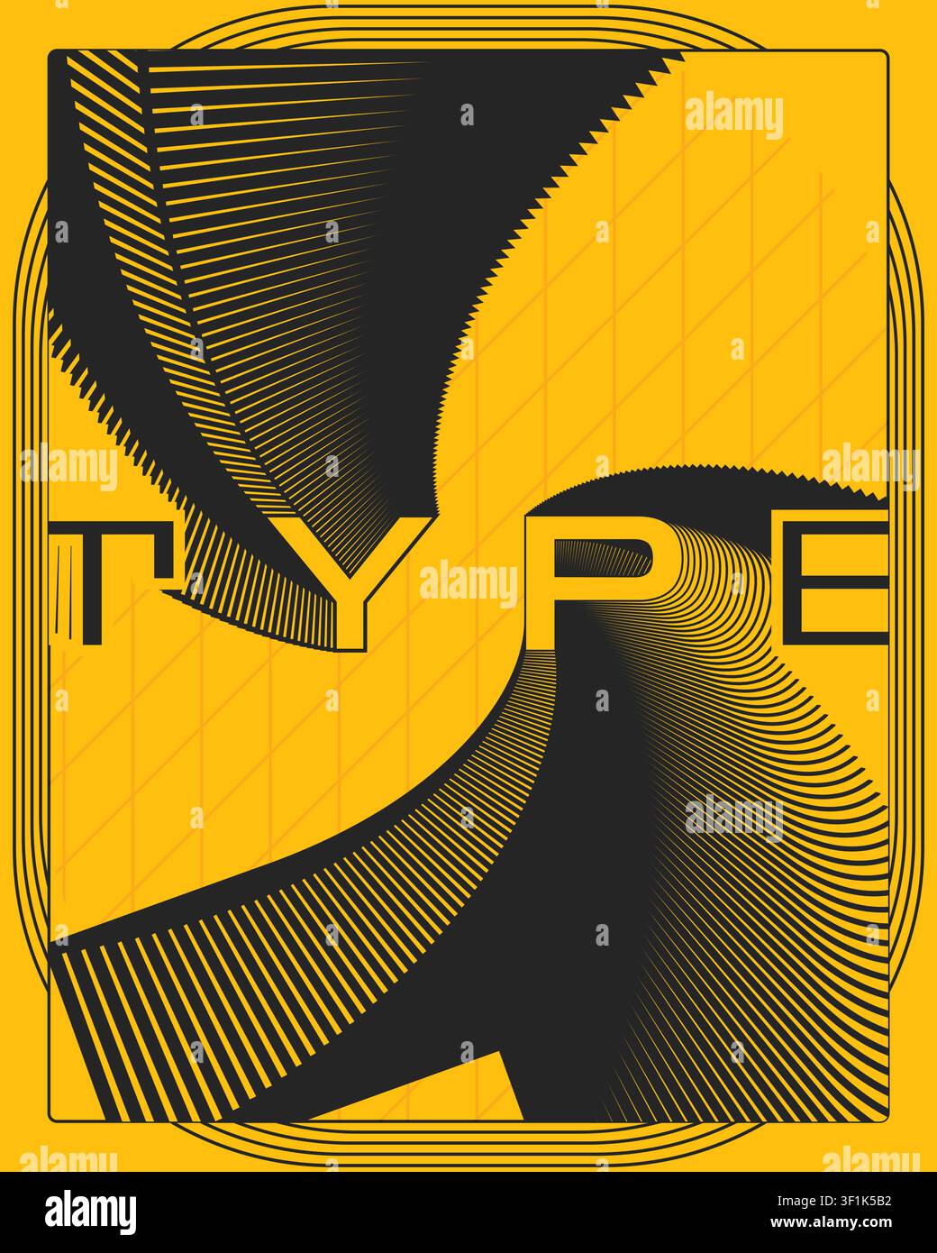 Minimal Modern Typography Wall Poster Yellow Background Optical Motion Design Stock Vector