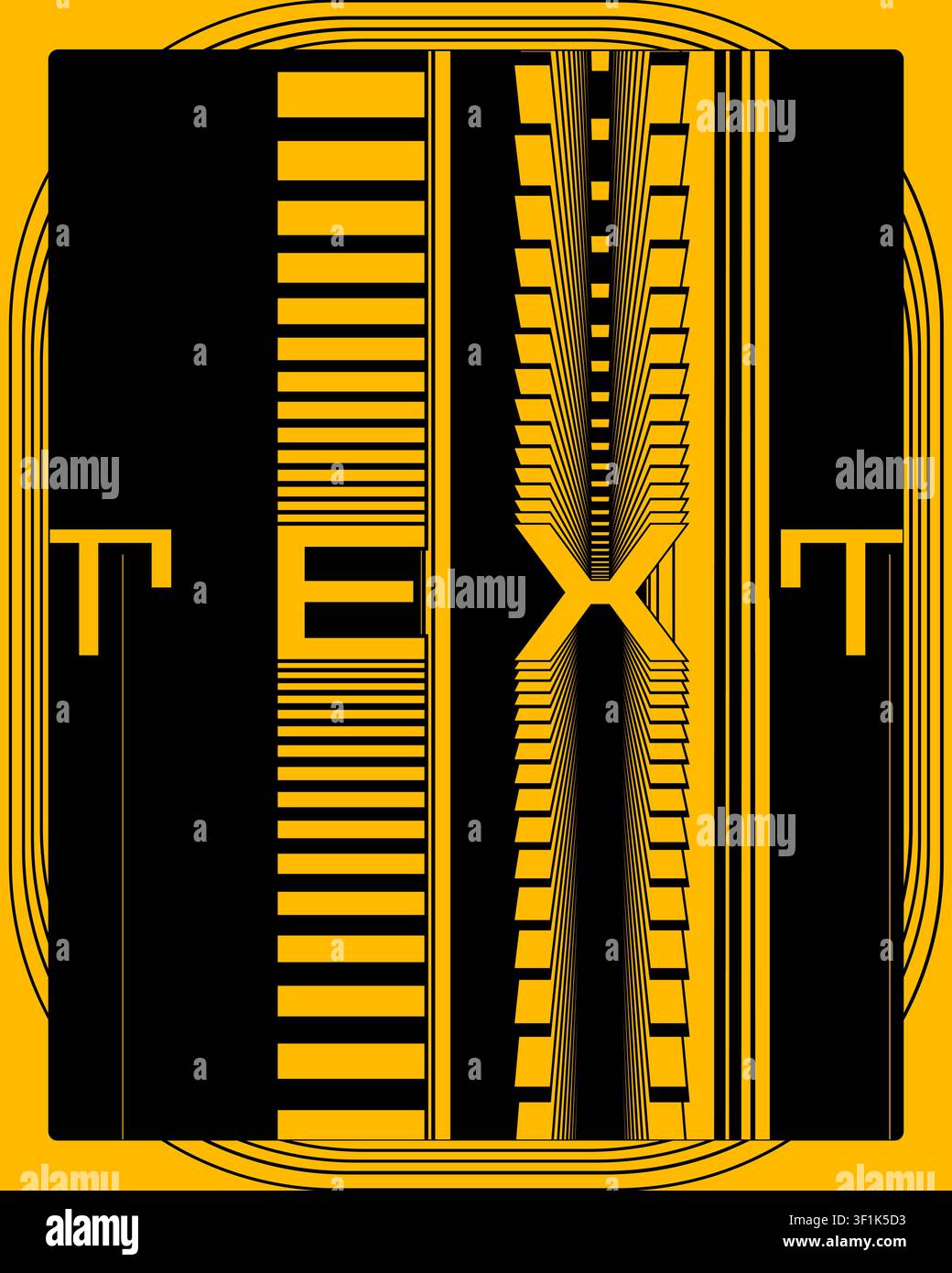Dynamic Modern Typography Wall Poster Yellow Background Optical Motion Design Stock Vector