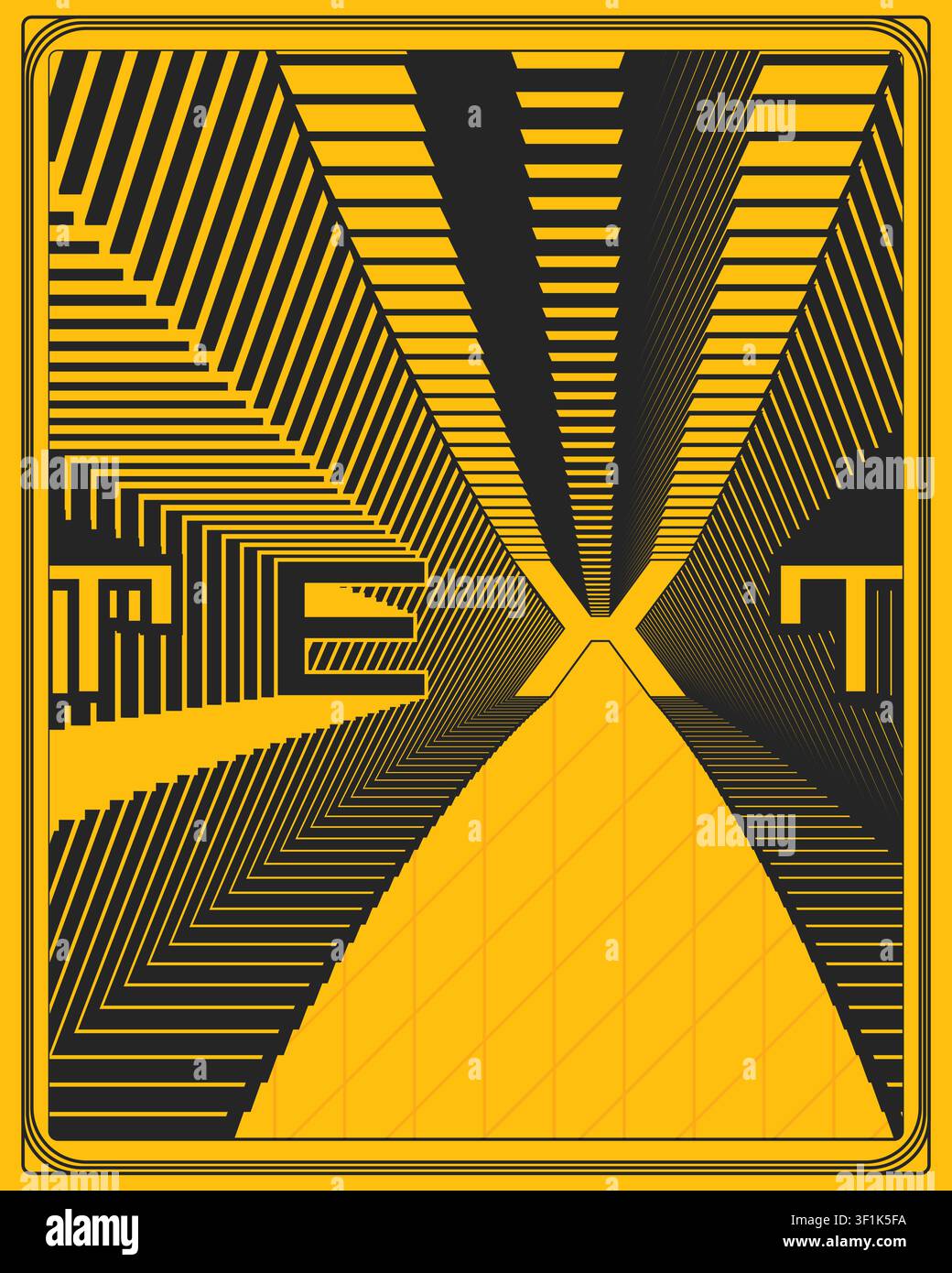 Creative Typography Wall Poster Yellow Background Modern Optical Motion Design Stock Vector