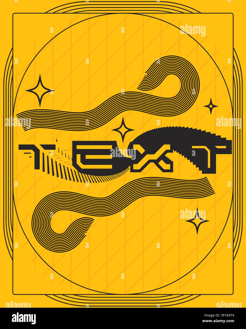 Optical Motion Creative Typography Poster Balanced Modern Design Art Stock Vector