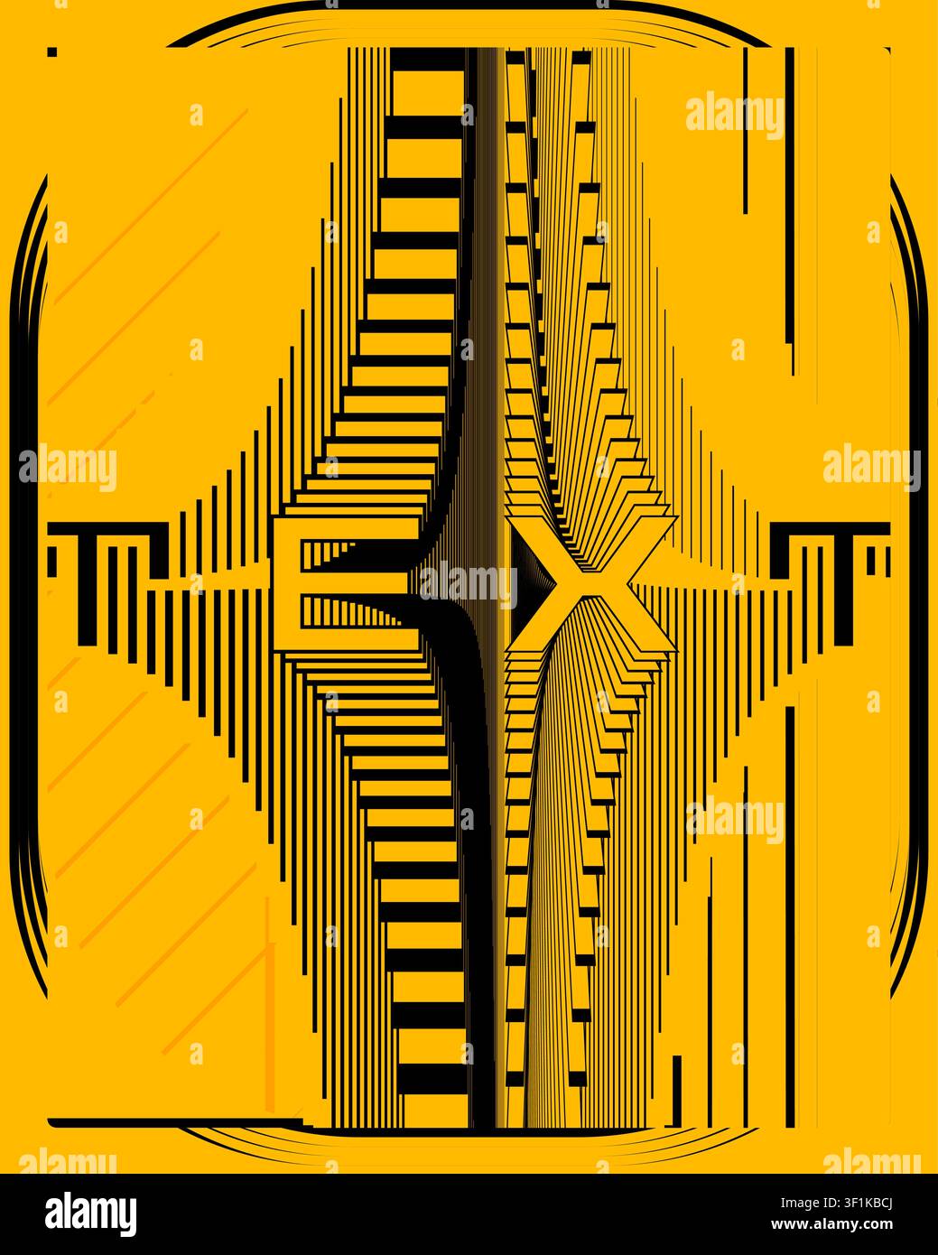 Bold Geometric Typography Poster Zigzag Motion Visual Effect Design Stock Vector