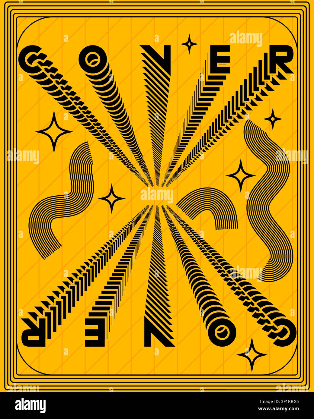 Contemporary Geometric Type Poster Dynamic Zigzag Visual Effect Art Stock Vector