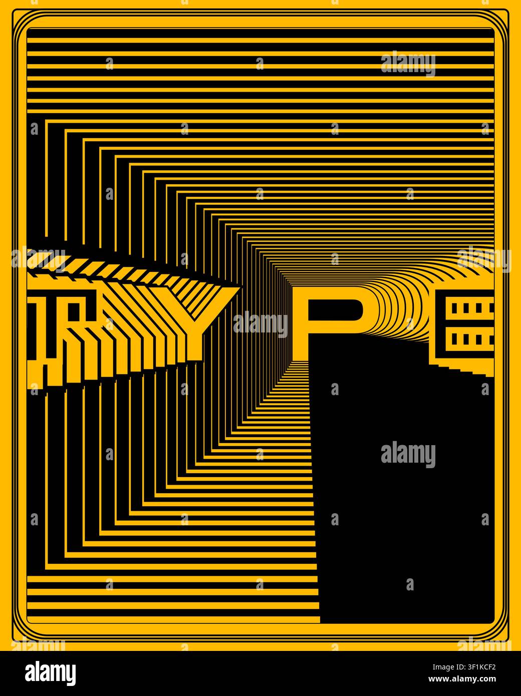 Modern Geometric Type Poster Zigzag Motion Visual Effect Design Stock Vector